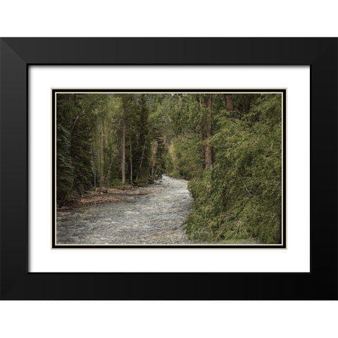 Winding River Black Modern Wood Framed Art Print with Double Matting by Linden, Sally