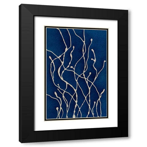Blue Ferns Black Modern Wood Framed Art Print with Double Matting by Van, Laura