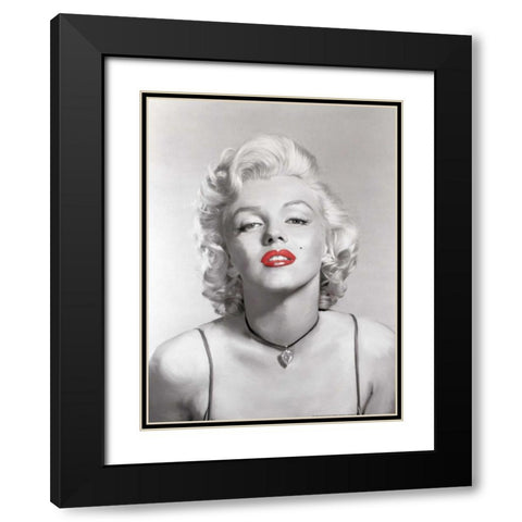 Look Of Love Red Lips In Gray Black Modern Wood Framed Art Print with Double Matting by Michaels, Jerry