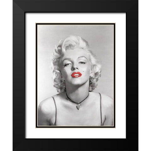 Look Of Love Red Lips In Gray Black Modern Wood Framed Art Print with Double Matting by Michaels, Jerry