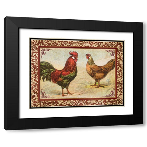 Chicken 1 Black Modern Wood Framed Art Print with Double Matting by Nobleworks, Inc.