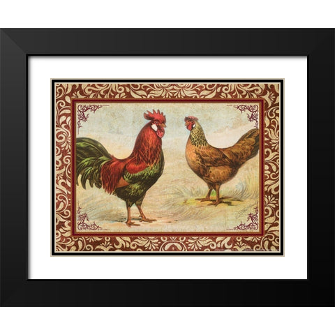 Chicken 1 Black Modern Wood Framed Art Print with Double Matting by Nobleworks, Inc.