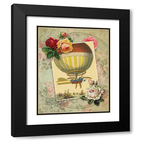 Balloon 3 Black Modern Wood Framed Art Print with Double Matting by Nobleworks, Inc.