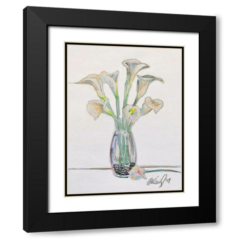 Vase W Lilys Black Modern Wood Framed Art Print with Double Matting by Segal, Alan