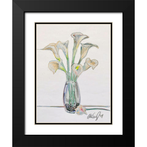 Vase W Lilys Black Modern Wood Framed Art Print with Double Matting by Segal, Alan