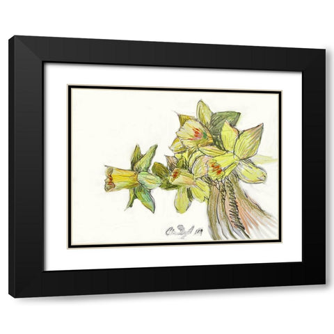 Yellow Study Black Modern Wood Framed Art Print with Double Matting by Segal, Alan