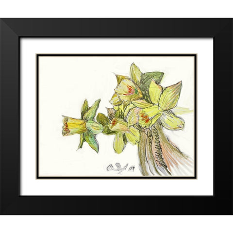 Yellow Study Black Modern Wood Framed Art Print with Double Matting by Segal, Alan