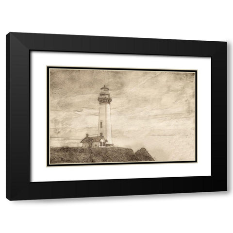 Lighthouse Sepia Black Modern Wood Framed Art Print with Double Matting by Segal, Alan