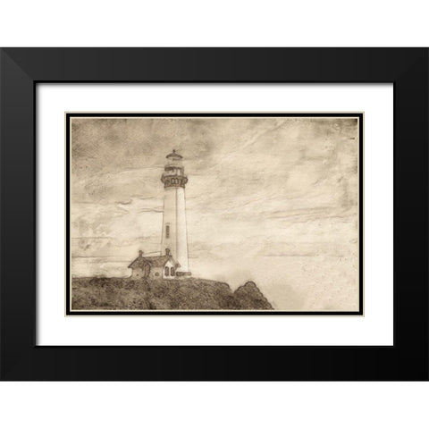Lighthouse Sepia Black Modern Wood Framed Art Print with Double Matting by Segal, Alan