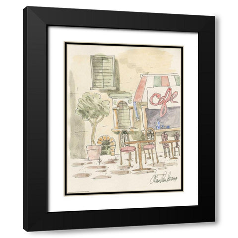 Sidewalk Cafe Black Modern Wood Framed Art Print with Double Matting by Paul, Alan