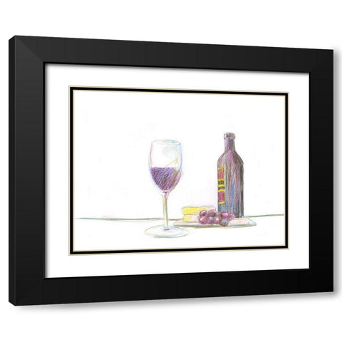 A Glass Of Vino Black Modern Wood Framed Art Print with Double Matting by Segal, Alan