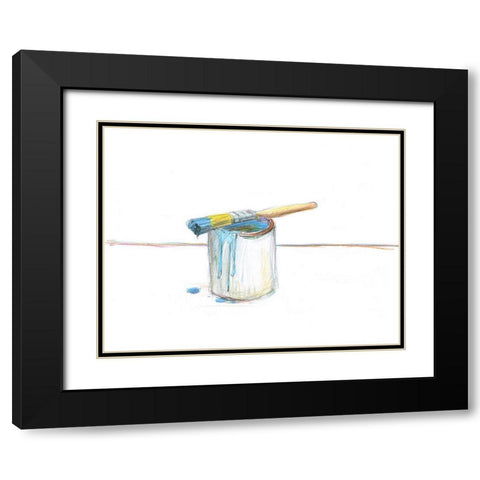 Blue Paint Black Modern Wood Framed Art Print with Double Matting by Segal, Alan