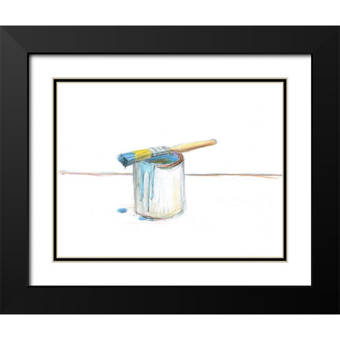 Blue Paint Black Modern Wood Framed Art Print with Double Matting by Segal, Alan