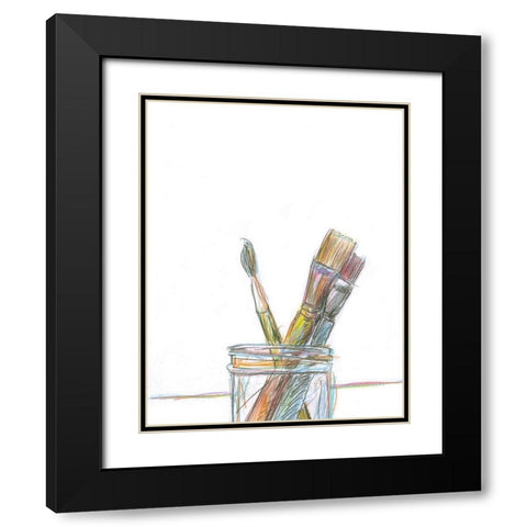 Brushes Black Modern Wood Framed Art Print with Double Matting by Segal, Alan