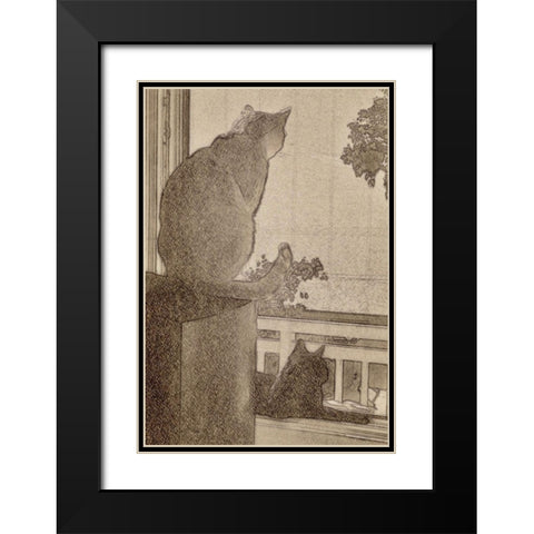 Looking Black Modern Wood Framed Art Print with Double Matting by Segal, Alan