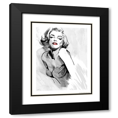Marilyns Pose Red Lips Black Modern Wood Framed Art Print with Double Matting by Rahim, Ellie
