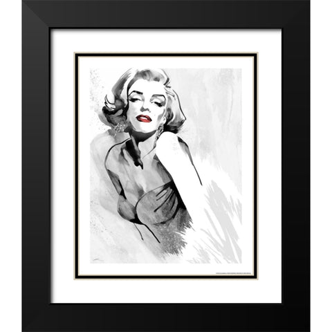 Marilyns Pose Red Lips Black Modern Wood Framed Art Print with Double Matting by Rahim, Ellie
