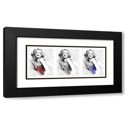 Three Faces Of Marilyn Black Modern Wood Framed Art Print with Double Matting by Rahim, Ellie