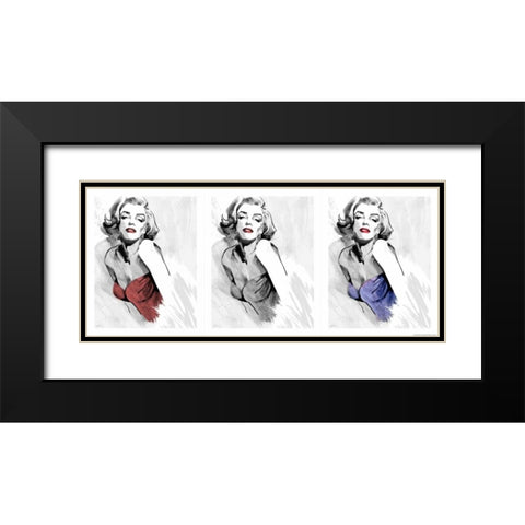 Three Faces Of Marilyn Black Modern Wood Framed Art Print with Double Matting by Rahim, Ellie
