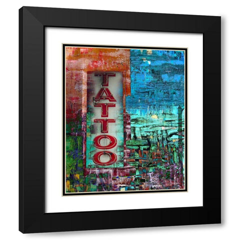 Tatoo Black Modern Wood Framed Art Print with Double Matting by Khilnani, Rajiv