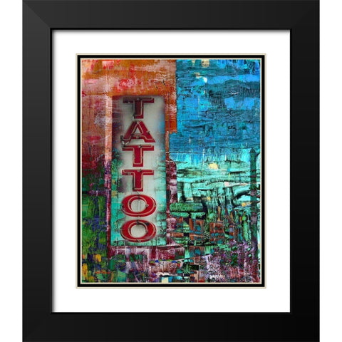 Tatoo Black Modern Wood Framed Art Print with Double Matting by Khilnani, Rajiv