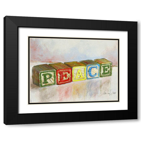 Peace Black Modern Wood Framed Art Print with Double Matting by Segal, Alan