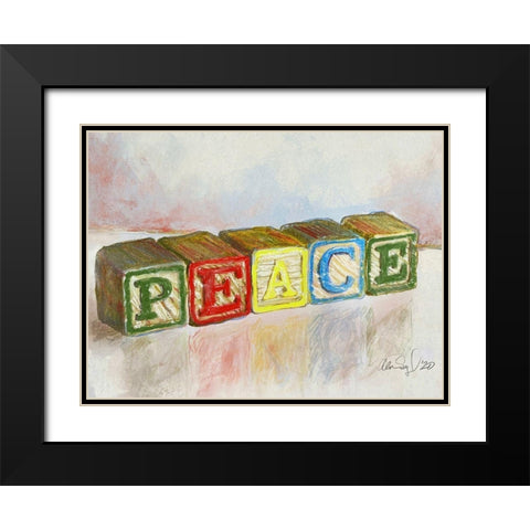 Peace Black Modern Wood Framed Art Print with Double Matting by Segal, Alan