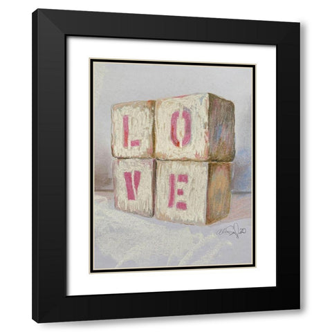 Love Blocks Black Modern Wood Framed Art Print with Double Matting by Segal, Alan