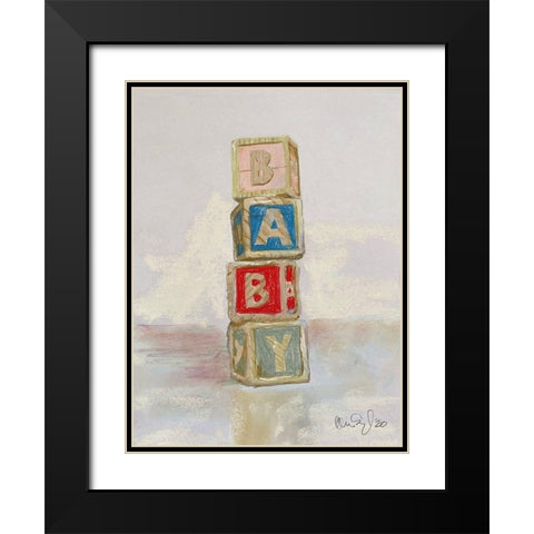 Baby Blocks Black Modern Wood Framed Art Print with Double Matting by Segal, Alan