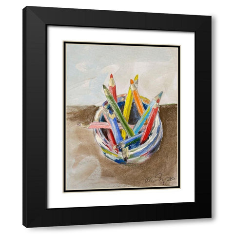 Pencils Black Modern Wood Framed Art Print with Double Matting by Segal, Alan