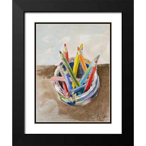 Pencils Black Modern Wood Framed Art Print with Double Matting by Segal, Alan