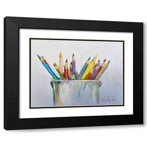 Pencil Jars Black Modern Wood Framed Art Print with Double Matting by Segal, Alan