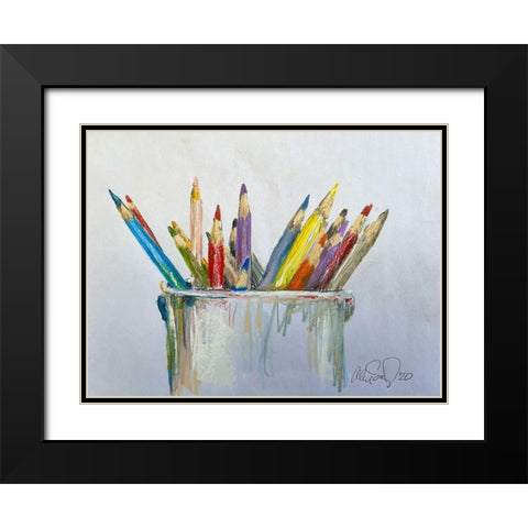 Pencil Jars Black Modern Wood Framed Art Print with Double Matting by Segal, Alan
