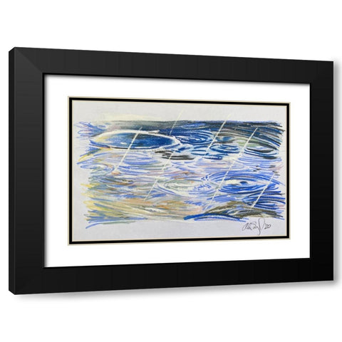 Rain Drops Black Modern Wood Framed Art Print with Double Matting by Segal, Alan