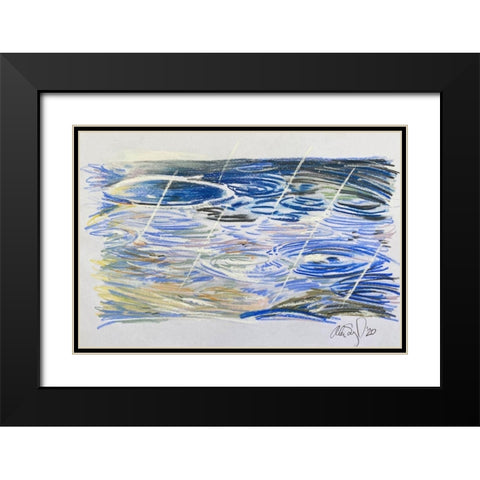 Rain Drops Black Modern Wood Framed Art Print with Double Matting by Segal, Alan