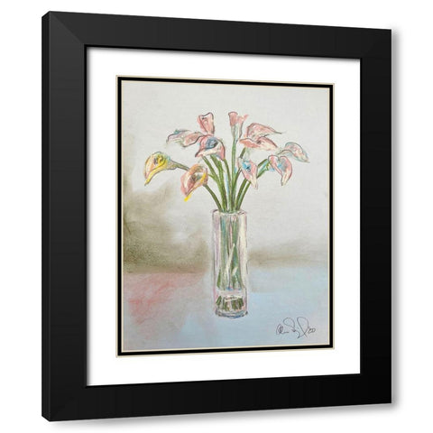 Pinks Black Modern Wood Framed Art Print with Double Matting by Segal, Alan