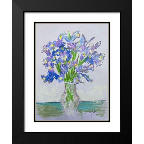 Purple Iris Black Modern Wood Framed Art Print with Double Matting by Segal, Alan