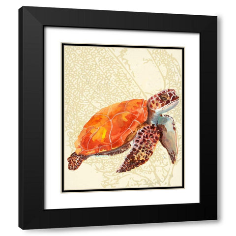 Turtle Black Modern Wood Framed Art Print with Double Matting by Sokal, Patti