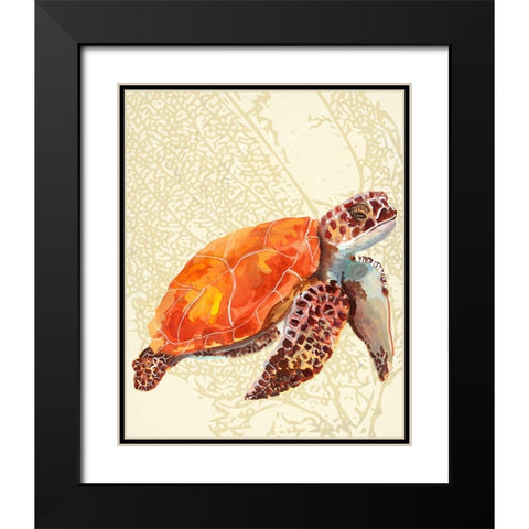 Turtle Black Modern Wood Framed Art Print with Double Matting by Sokal, Patti