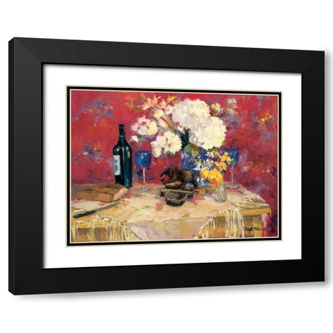 White Bouquet Black Modern Wood Framed Art Print with Double Matting by Stevens, Allayn
