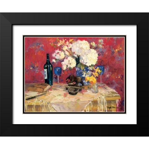 White Bouquet Black Modern Wood Framed Art Print with Double Matting by Stevens, Allayn