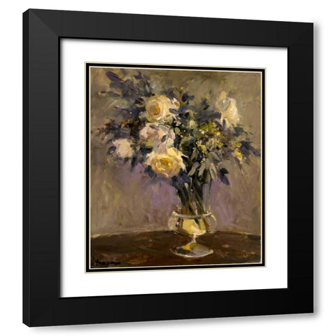 Evening Vase Black Modern Wood Framed Art Print with Double Matting by Stevens, Allayn