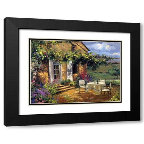 Sunlit Terrace Black Modern Wood Framed Art Print with Double Matting by Stevens, Allayn