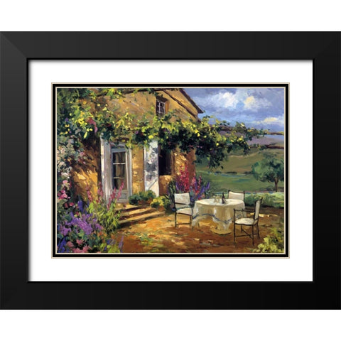 Sunlit Terrace Black Modern Wood Framed Art Print with Double Matting by Stevens, Allayn