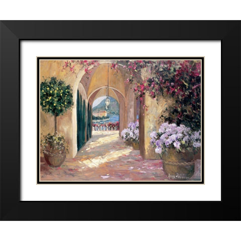 Seaside Portico Black Modern Wood Framed Art Print with Double Matting by Stevens, Allayn