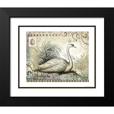 Swan Black Modern Wood Framed Art Print with Double Matting by Eisner, Viv