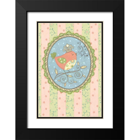 Tweeting Bird Black Modern Wood Framed Art Print with Double Matting by Eisner, Viv