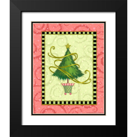 Holiday Tree 2 Black Modern Wood Framed Art Print with Double Matting by Eisner, Viv
