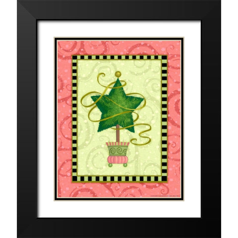Holiday Tree 4 Black Modern Wood Framed Art Print with Double Matting by Eisner, Viv