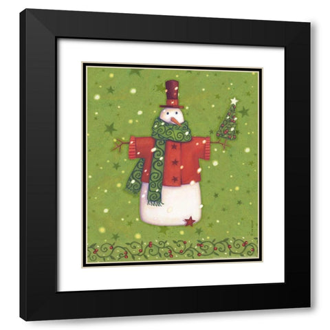 Green Snowman Black Modern Wood Framed Art Print with Double Matting by Eisner, Viv